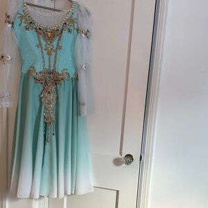 Women’s Pas de Trois Swan Lake Ballet Elegant Aqua Costume for Ballet